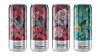 four tall slim custom cans with different patterns: deer, frogs, flowers and snowflakes printed using variable printing technology